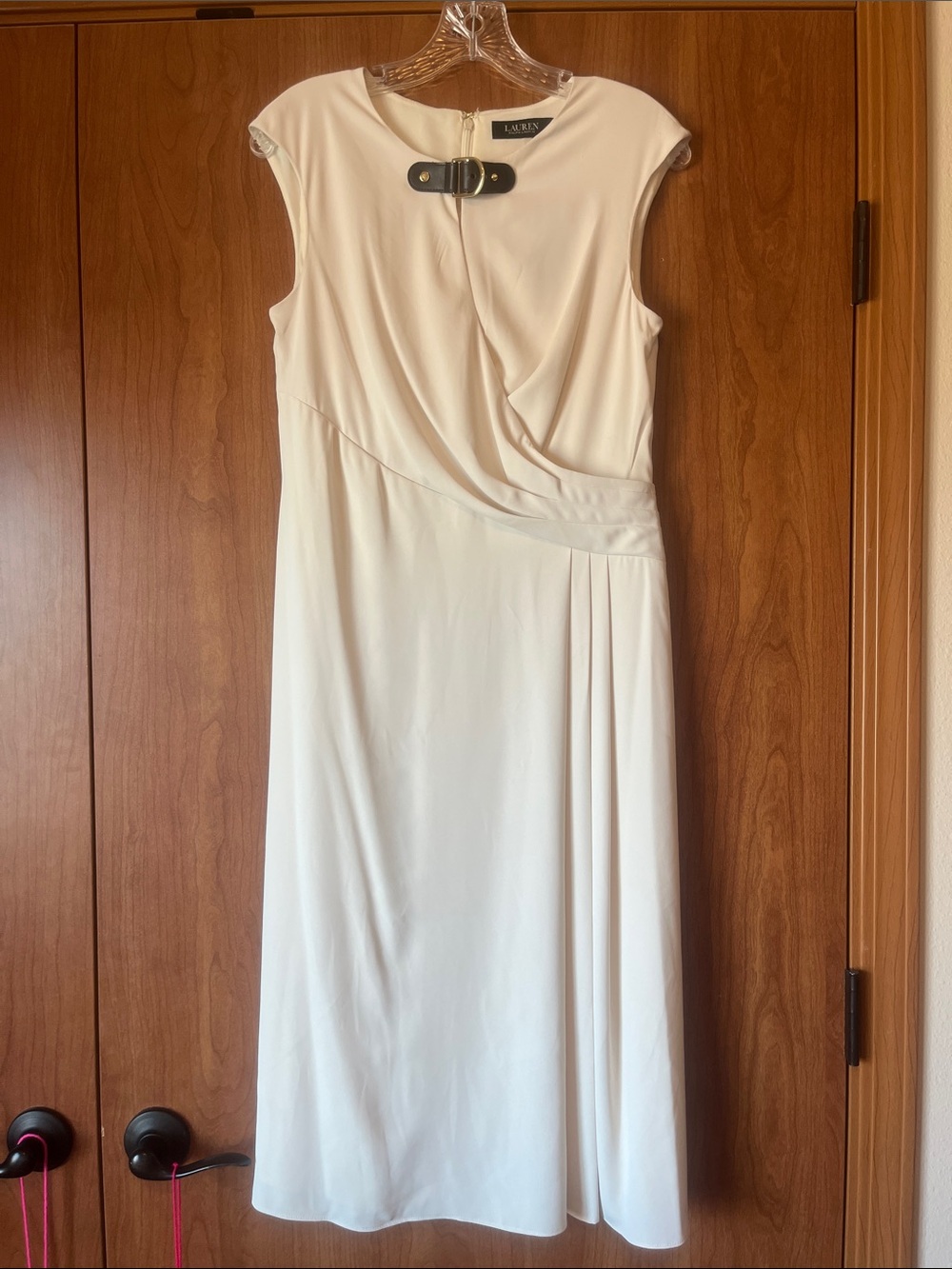 Lauren Ralph Lauren Cap-Sleeve Faux-Wrap Midi Dress